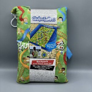 Hasbro Chutes And Ladders Beach Game Backpack Towel Set 58” X 58”